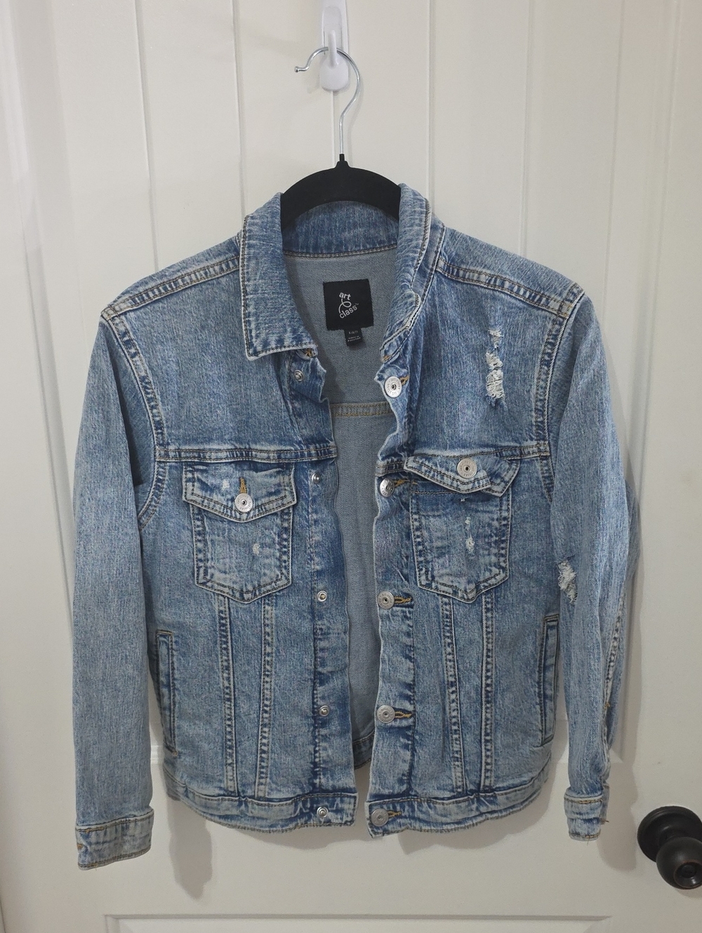 art class Light Blue Distressed Denim Jacket - Women's Denim Jacket